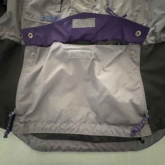 VTG Columbia Sportswear CO Anorak Pullover Jacket Large Gray Purple Black Hood - Picture 7 of 16